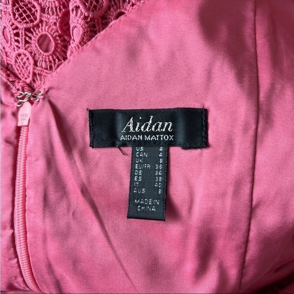 NWT AIDAN MATTOX Pink Lace Sleeveless Cutout Tie Front Ruffle Hem Midi Dress 4 - Picture 9 of 11